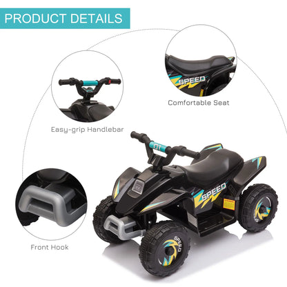 Kids Ride on ATV, 6V Battery Powered, for 18-36 Months, Black