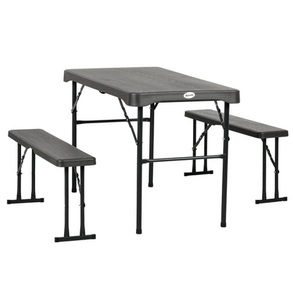Folding Picnic Table With 2 Benches, 3-Piece Set, Dark Grey Bistro Sets Dark Grey, Black at Gallery Canada