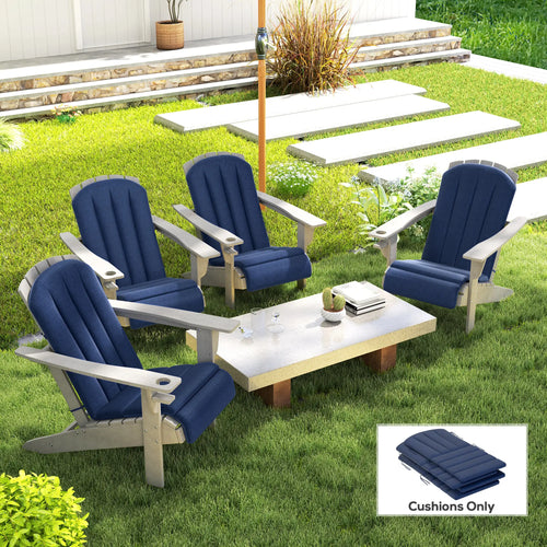 Patio Chair Cushions, High Back Adirondack, High-Density Foam, Set of 4, Navy Blue