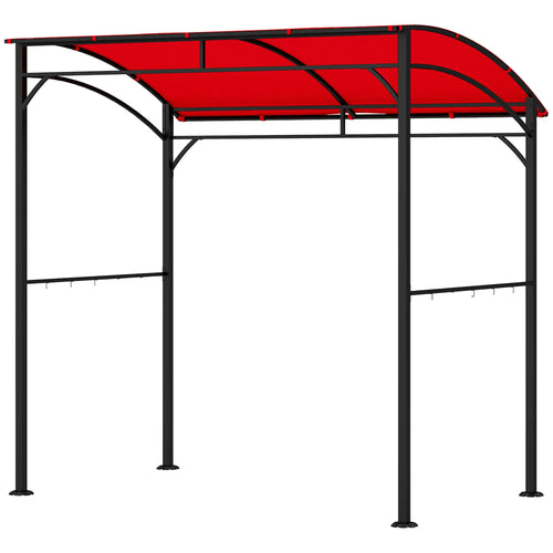 7' x 5' Garden Grill Canopy, BBQ Gazebo Tent, Steel Frame, Wine Red