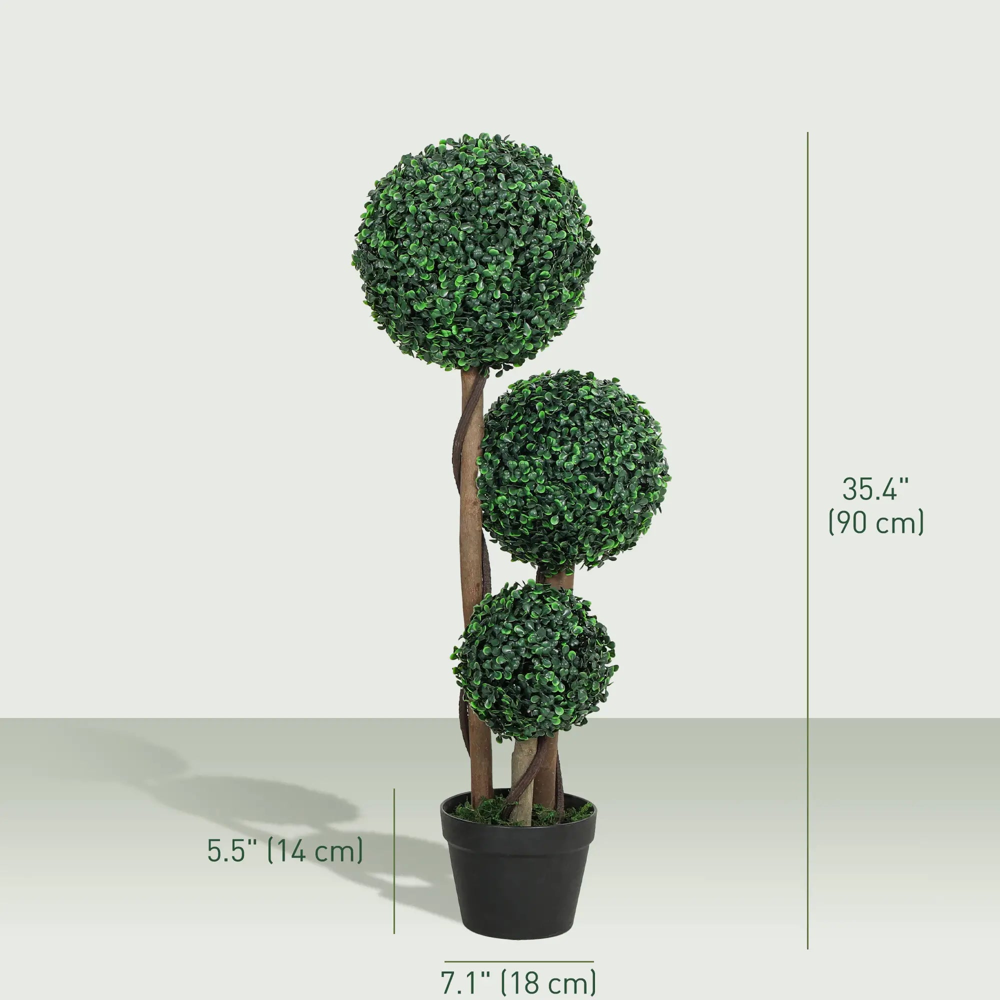35 Inch Artificial Boxwood Topiary Tree Set of 2, Indoor Outdoor, Green Artificial Trees at Gallery Canada