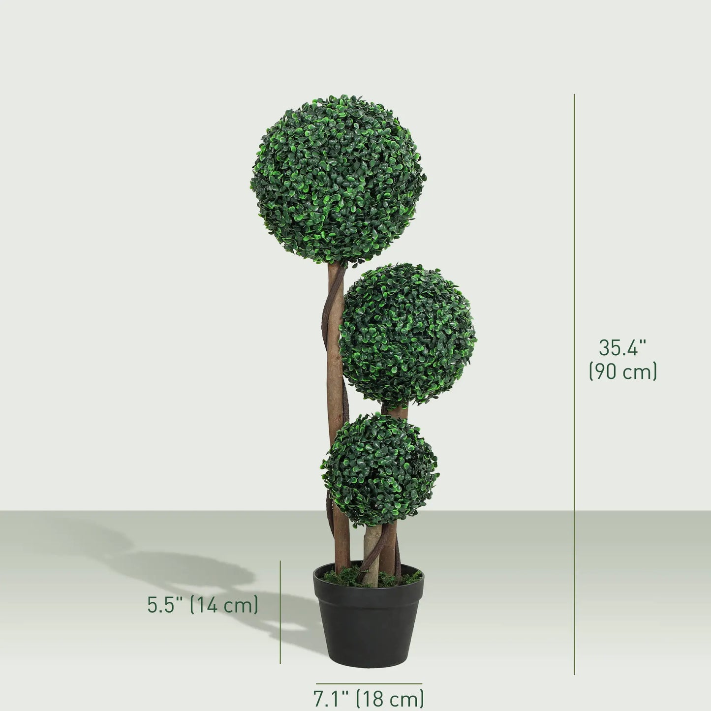 35 Inch Artificial Boxwood Topiary Tree Set of 2, Indoor Outdoor, Green Artificial Trees at Gallery Canada