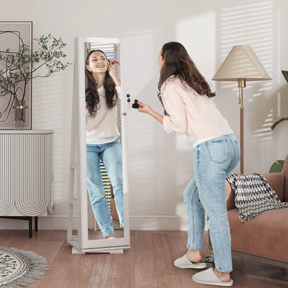 360° Swivel Jewelry Armoire, Lockable Mirror Cabinet, White Jewelry Armoire & Jewellery Mirror Cabinets at Gallery Canada