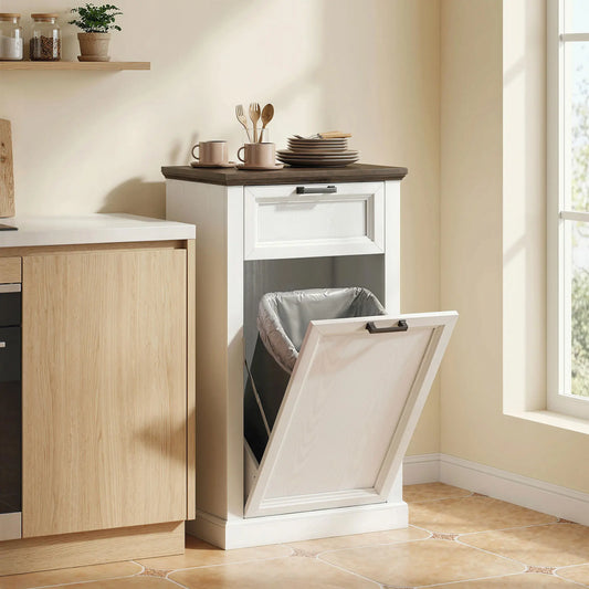 10 Gallon Trash Can Cabinet With Drawer, White Wood Effect, White Storage Cabinets White Wood Effect, Brown Wood Effect at Gallery Canada