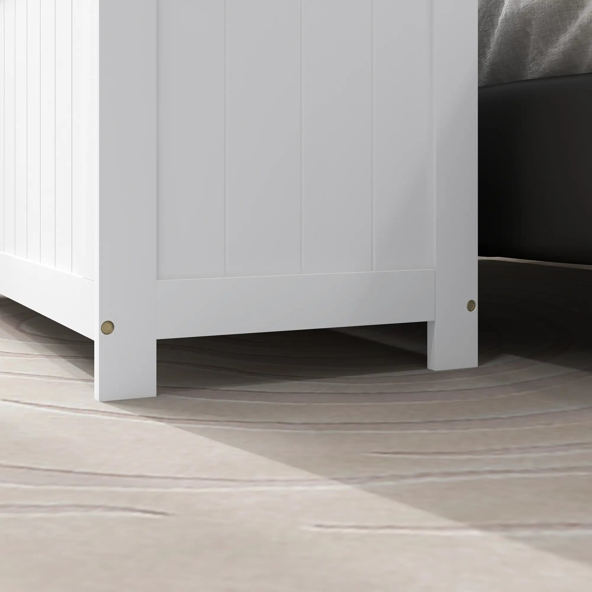 White Storage Trunk with Safety Hinges, Entryway Bench, Side Handles, White Storage Ottomans & Benches at Gallery Canada