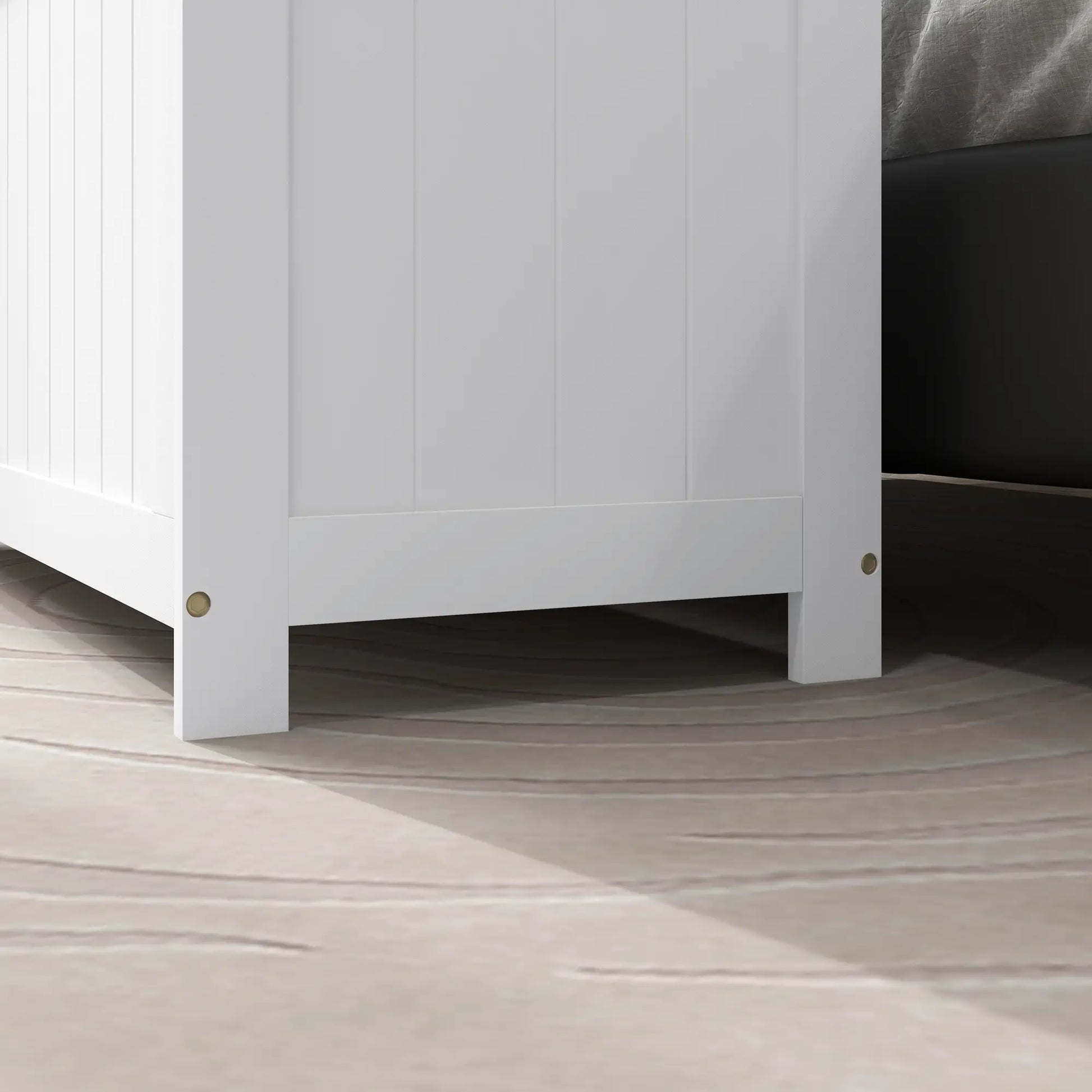 White Storage Trunk with Safety Hinges, Entryway Bench, Side Handles, White Storage Ottomans & Benches at Gallery Canada