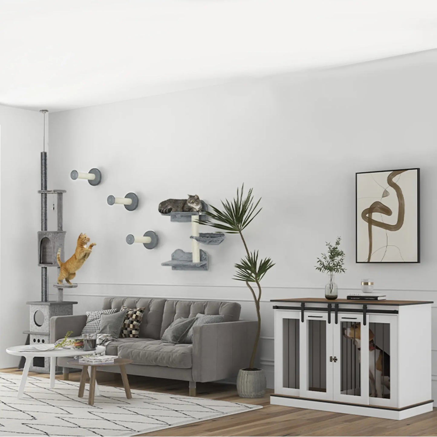 47in Wooden Dog Crate Furniture with Divider Panel, TV Stand, White Houses, Kennels & Pens at Gallery Canada