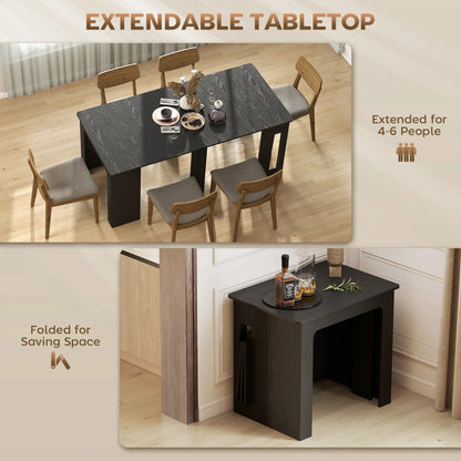 Extendable Dining Table, Expandable Kitchen Table, Seats 6, Distressed, Black Dining Tables at Gallery Canada