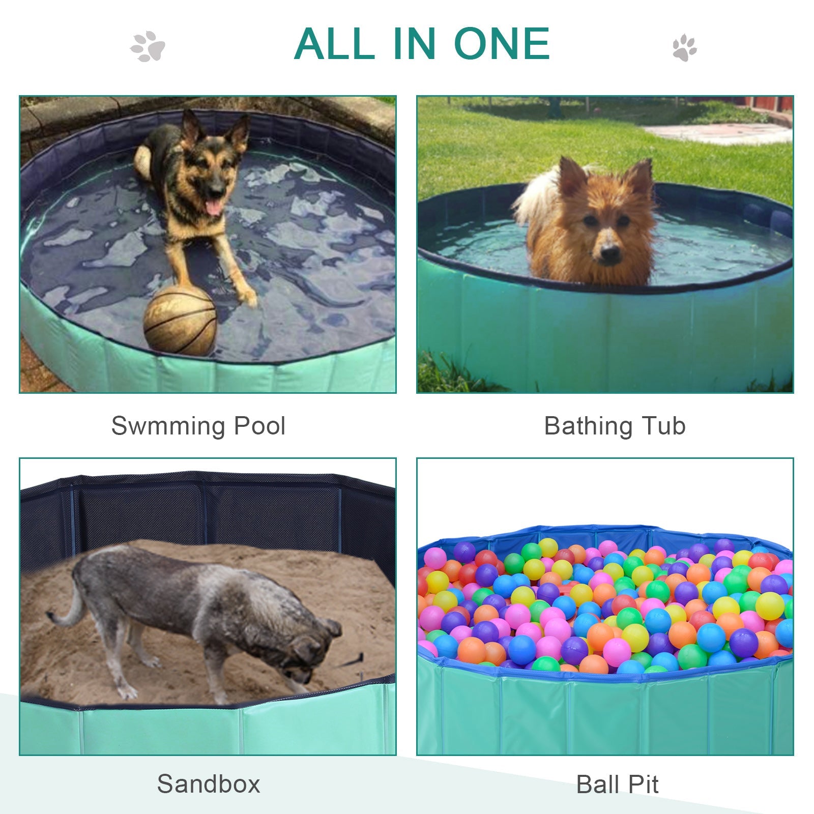 Φ63" Folding Dog Pool for Large dogs, Portable Pet Kiddie Swimming Pool, Outdoor/Indoor Puppy Bath Tub with Nonslip Bottom for Dogs &; Cats, Green at Gallery Canada