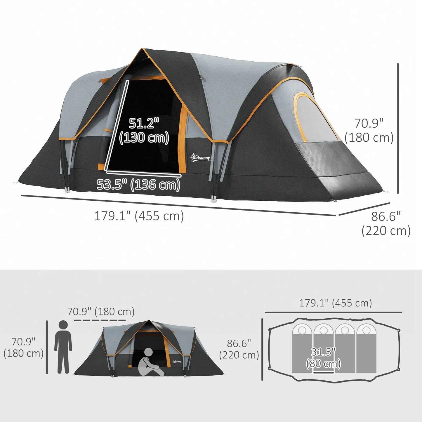 5-6 Person Family Tent, Outdoor Camping, Lighting Hook, Carrying Bag, Cream Camping Tents at Gallery Canada