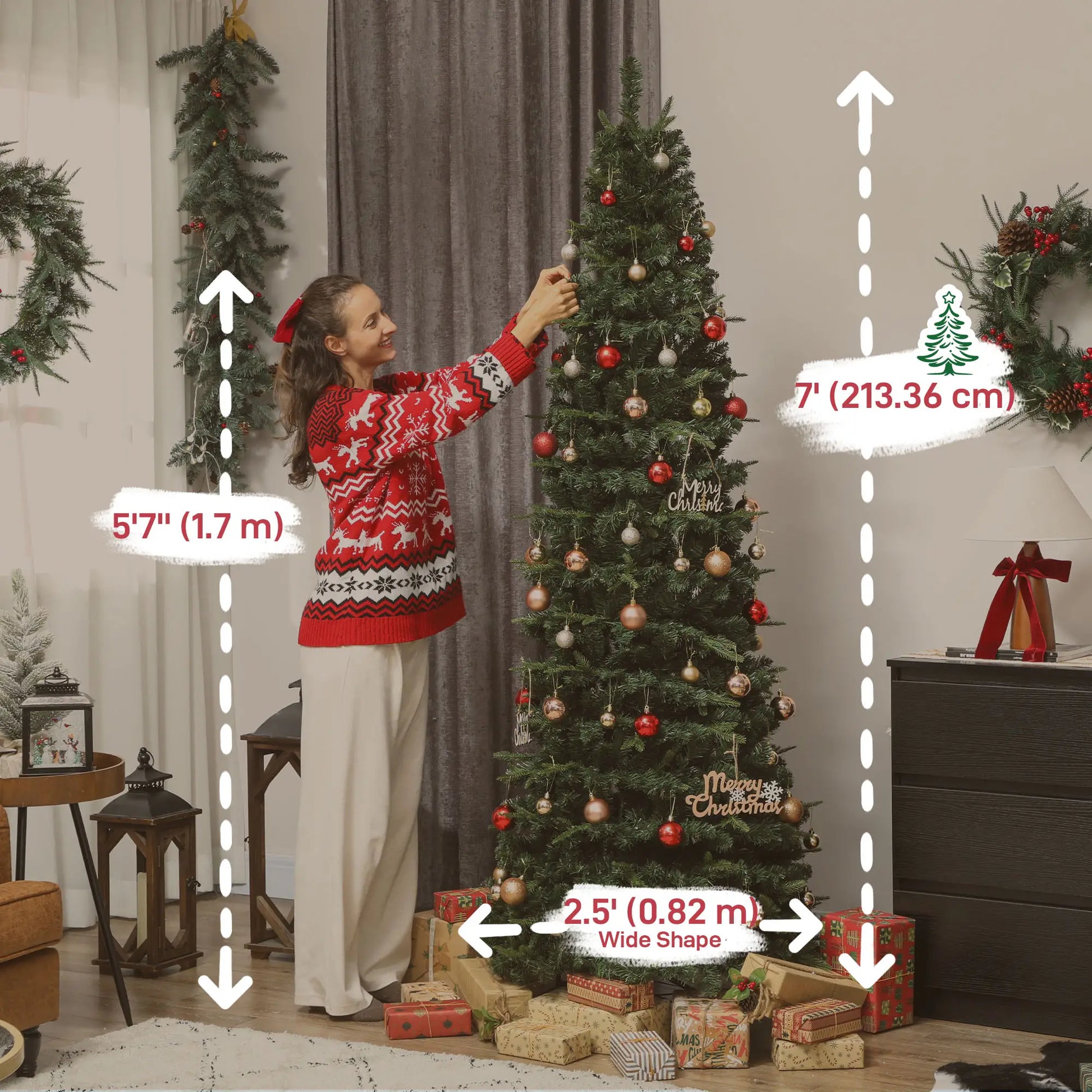 7 ft Prelit Pop Up Christmas Tree, Collapsible Artificial with Metal Stand, Green Pre Lit Christmas Trees at Gallery Canada