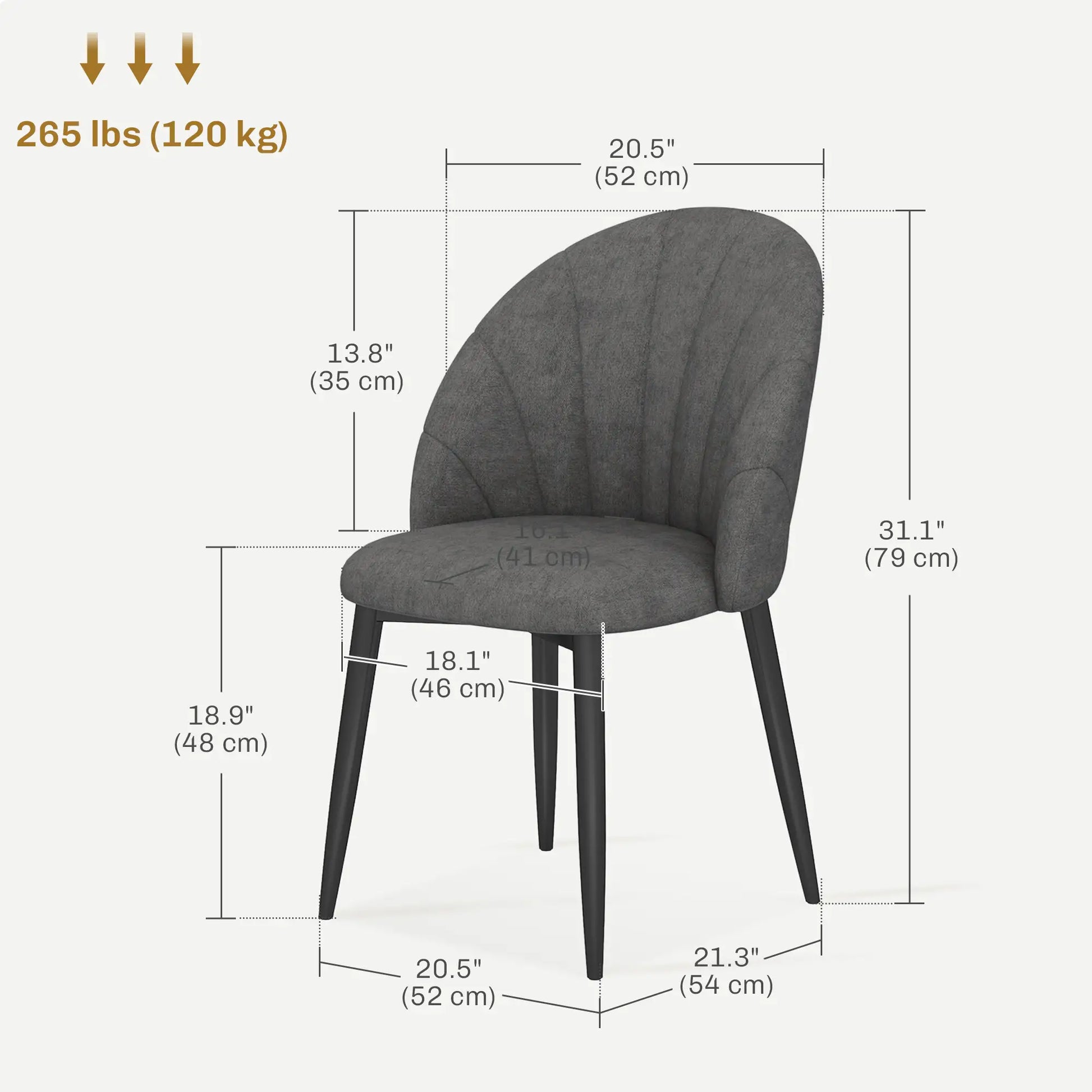 Modern Dining Chairs Set of 4, Upholstered, Metal Legs, Dark Grey Dining Chairs at Gallery Canada