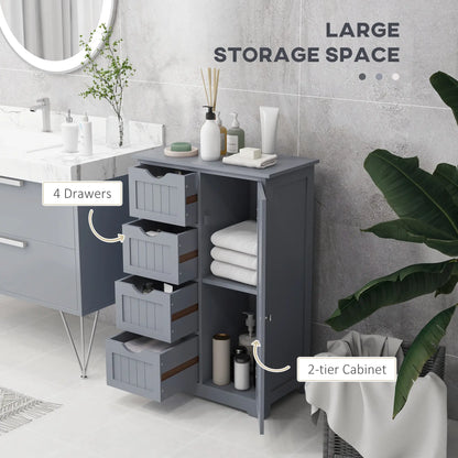 Bathroom Storage Cabinet, Adjustable Shelf, 4 Drawers, Grey Bathroom Cabinets at Gallery Canada