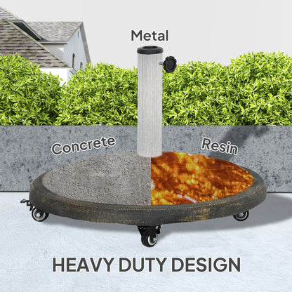 Round Patio Umbrella Base With Wheels, 44 Lbs Resin Stand, 1.3"/1.5"/1.9" Poles, Bronze Umbrella Bases at Gallery Canada