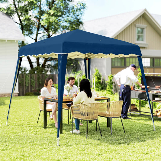 8' x 8' Pop Up Canopy, Outdoor Foldable Tent, Portable With Bag, Blue Pop Up Canopies Blue at Gallery Canada