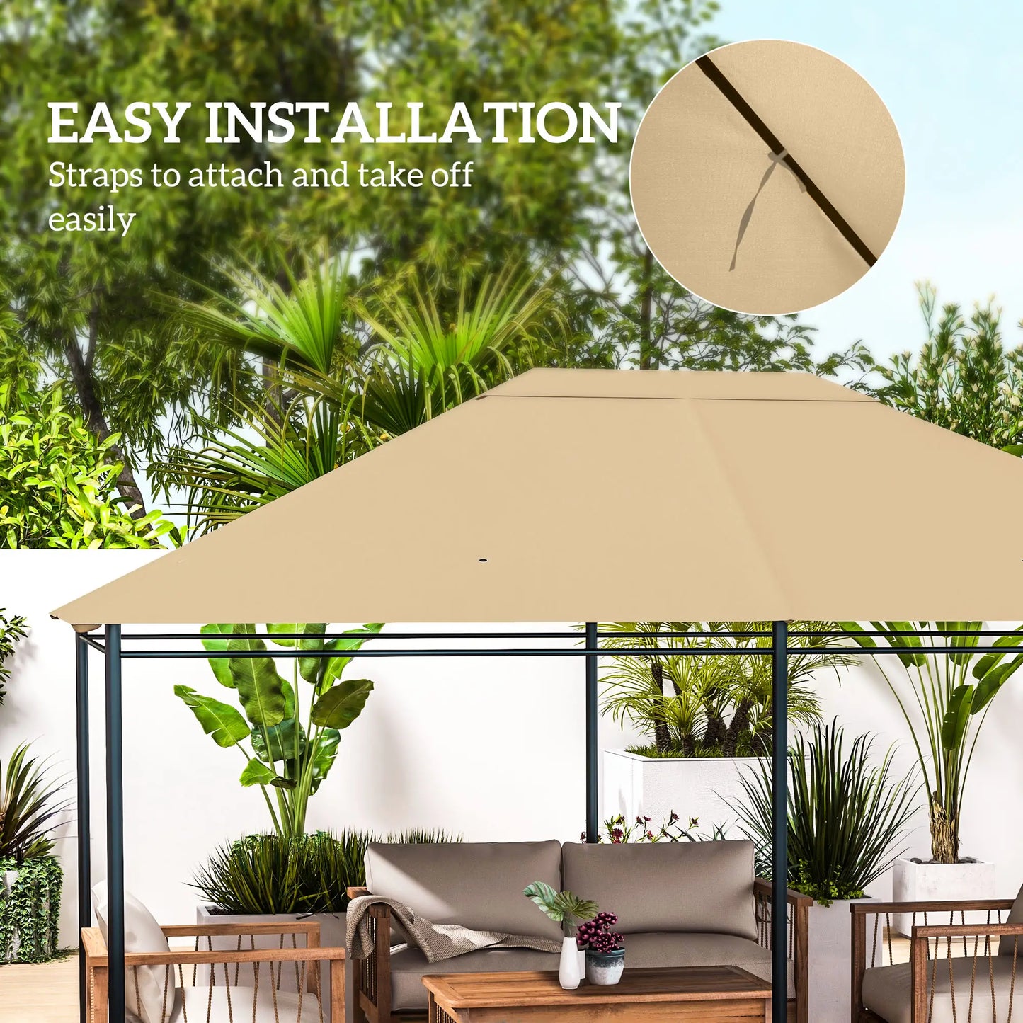 10' x 13' Gazebo Canopy Cover, Roof Replacement, Khaki Gazebo Canopy Replacement at Gallery Canada