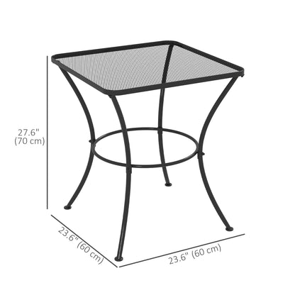 Square Metal Bistro Table, 23.6" x 23.6" x 27.6", Black Patio Side Tables at Gallery Canada