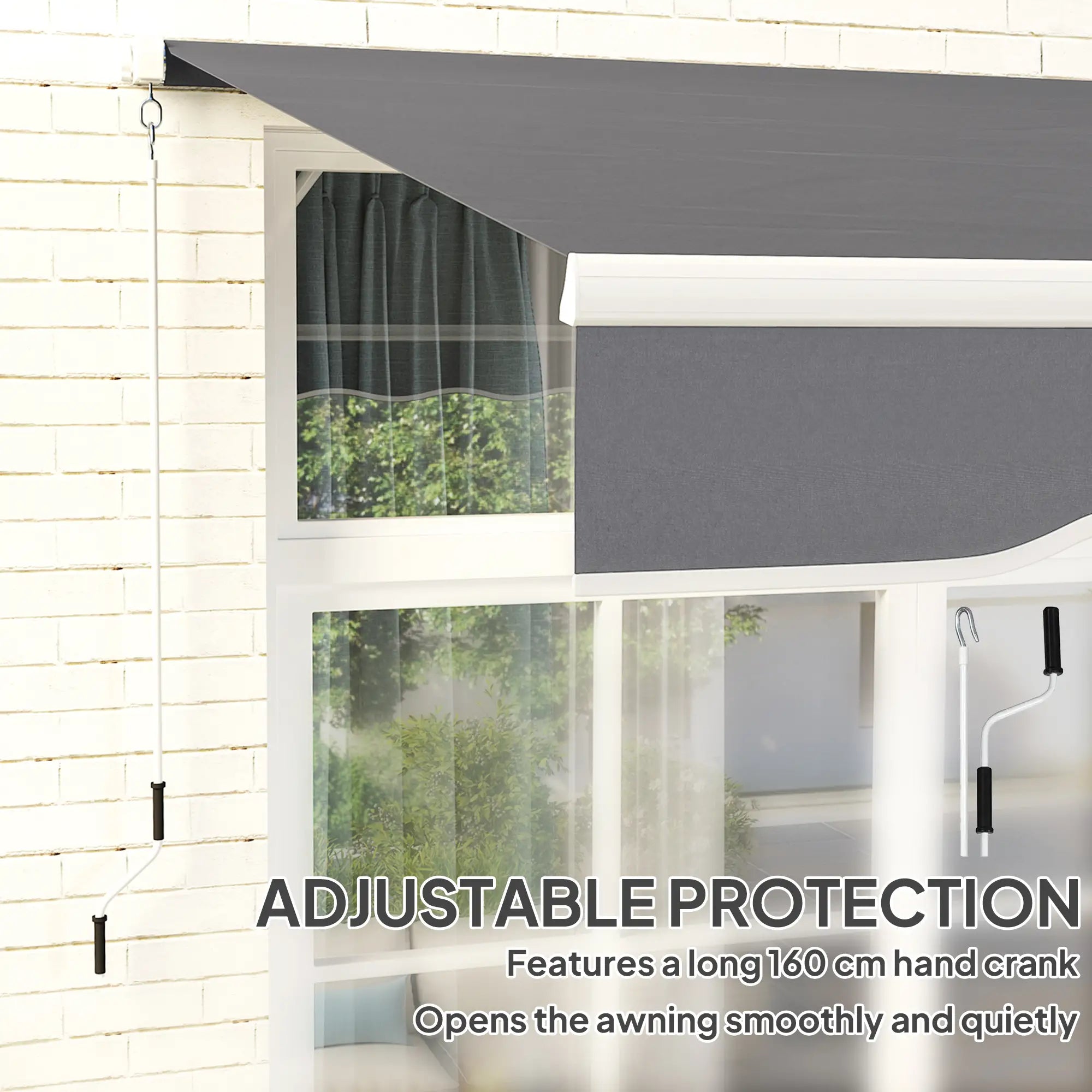 8' x 7' Retractable Awning, UV Water-Resistant Fabric, Dark Grey Patio Awnings at Gallery Canada