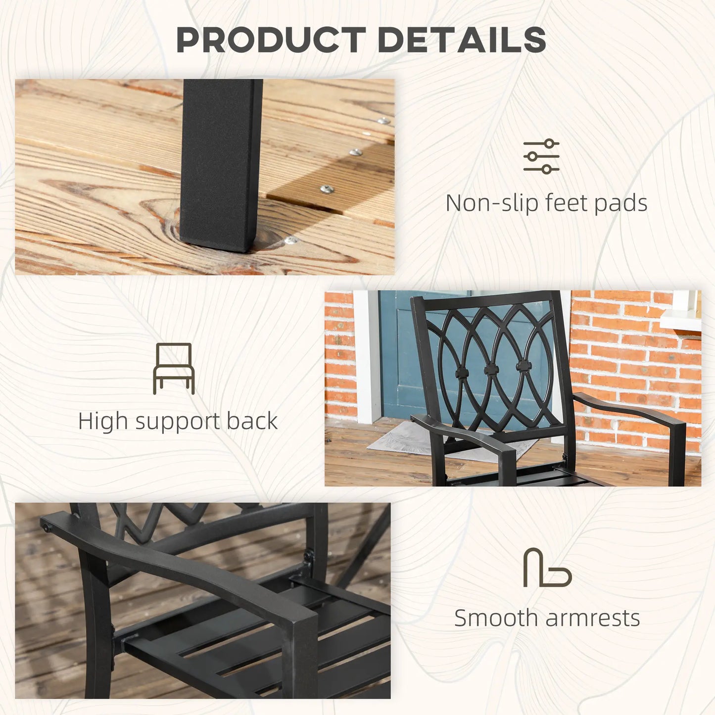 2 PCs Dining Chairs, Outdoor Armchairs, Stackable, Black Patio Chairs at Gallery Canada