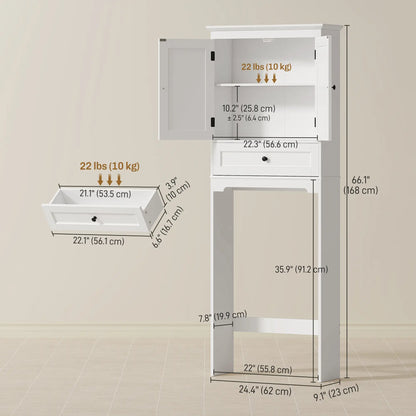 Over The Toilet Storage Cabinet, With Drawer And Adjustable Shelf, White Over The Toilet Storage at Gallery Canada