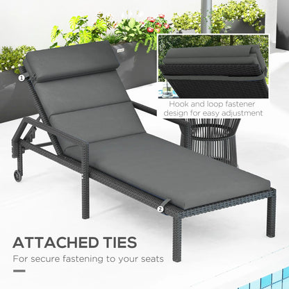 Patio Chaise Lounge Cushions, Headrest, Ties, Set of 2, Grey Patio Chair Cushions at Gallery Canada