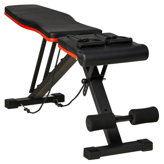 Adjustable Workout Bench, Foldable with Leg Extension, 264LBS, Black and Red Weight Benches Black, Red at Gallery Canada