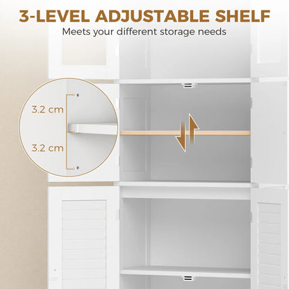 Freestanding Bathroom Cabinet, Glass Louvred Doors, Tall for Kitchen, Study Bathroom Cabinets at Gallery Canada