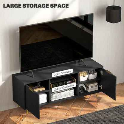 TV Stand for 55 Inch TV, Modern Cabinet with Shelves, Black TV Stands at Gallery Canada