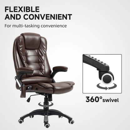Reclining Massage Office Chair, High Back, Swivel Wheels, Dark Brown Office Chairs at Gallery Canada