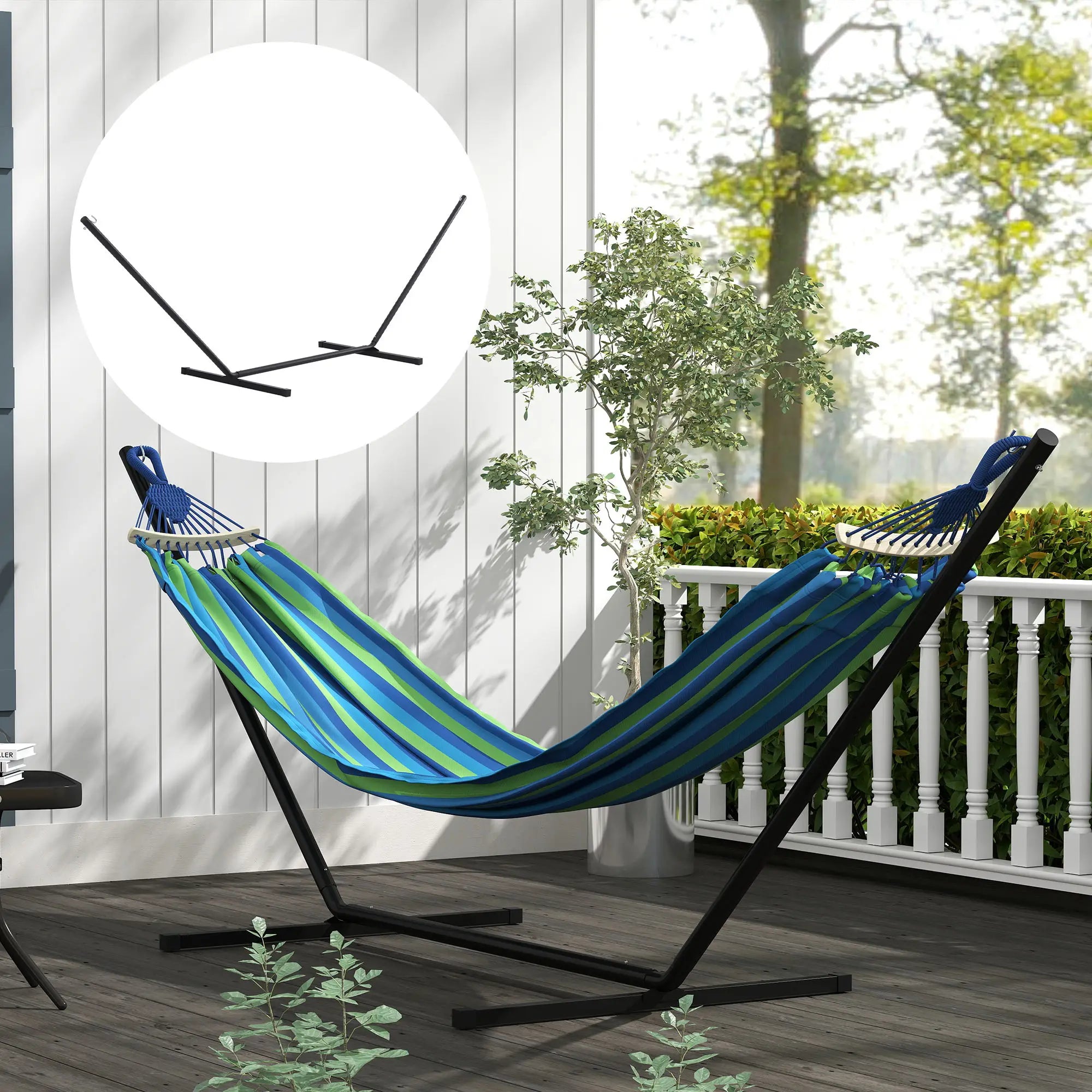 11.8'L Heavy Duty Hammock Stand, Straight Pole, Outdoor Use, Black Hammock Stands at Gallery Canada