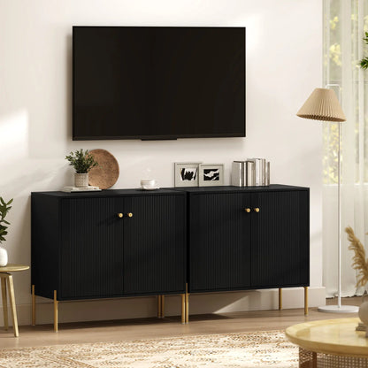 Sideboard, Modern Buffet Cabinet, Coffee Bar with Fluted Doors, Black Storage Cabinets at Gallery Canada