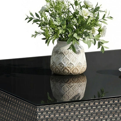 21.7" Square Patio Table, Tempered Glass Top, Black Patio Side Tables at Gallery Canada