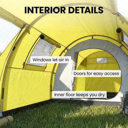 3-4 Person Camping Tent with 2 Rooms, 3000mm Waterproof Portable Family Tent with Carry Bag, Yellow Camping Tents at Gallery Canada