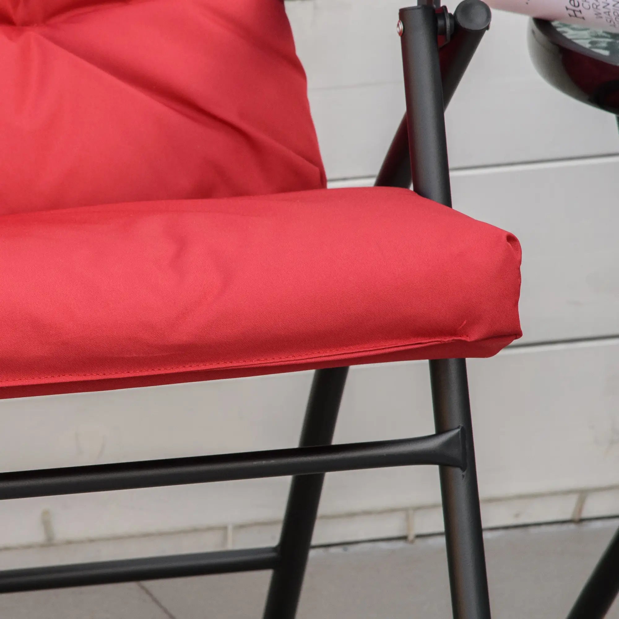 Set of 2 Outdoor Folding Chairs, Adjustable Backrest, Padded, Red Patio Chairs at Gallery Canada