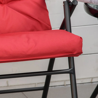 Set of 2 Outdoor Folding Chairs, Adjustable Backrest, Padded, Red Patio Chairs at Gallery Canada