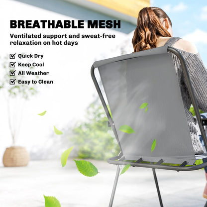 8 Piece Patio Table And Chairs Set, Tempered Glass Tabletop, Grey