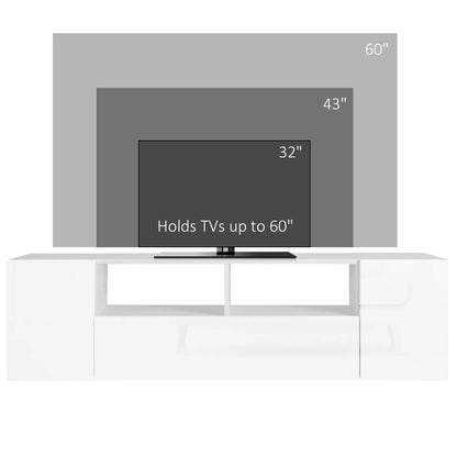 TV Stand for 60" TVs, LED Lights, Storage Shelves, 53.9" x 13.8" x 16.5", White TV Stands at Gallery Canada
