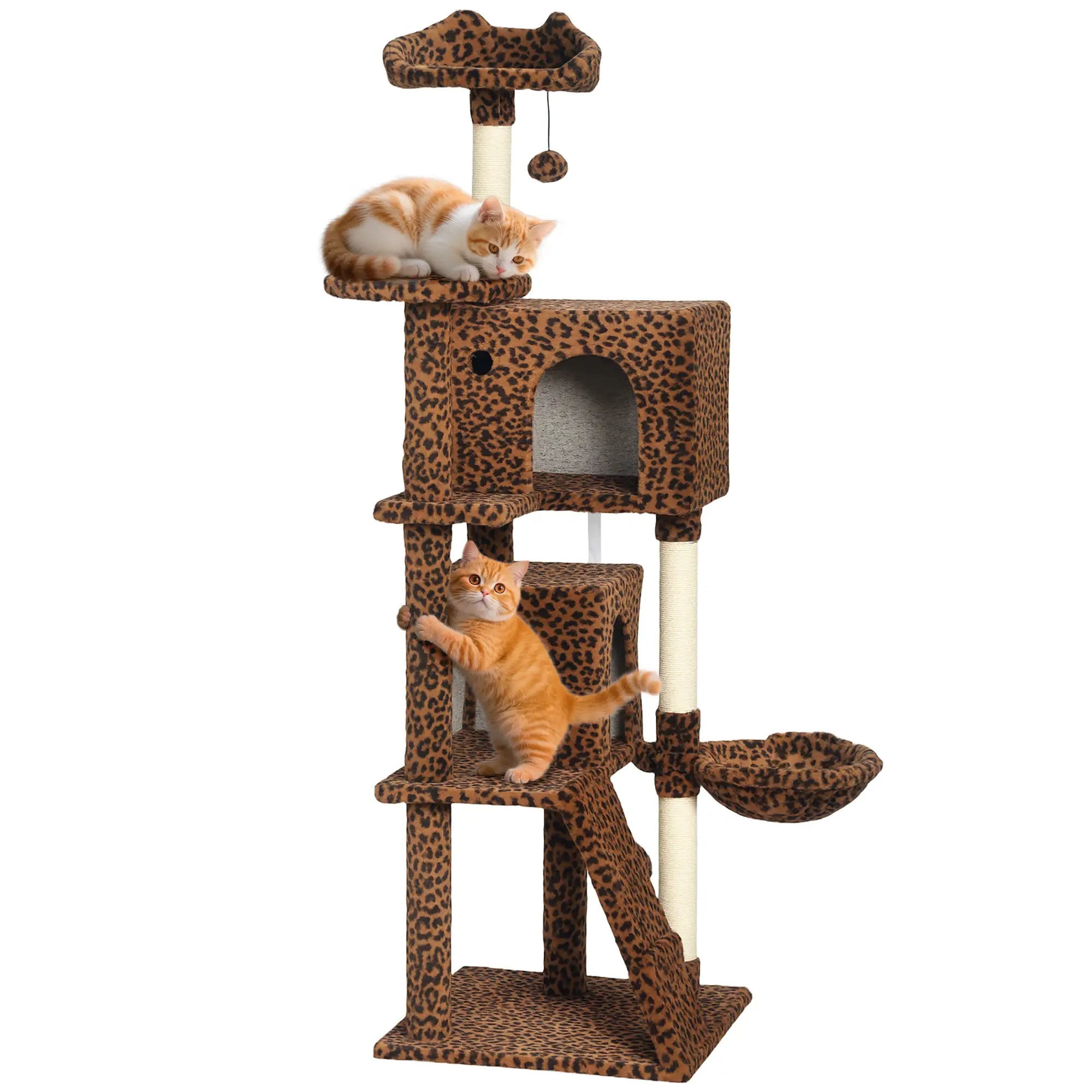 63 Inch Cat Tree with Sisal Posts, Condos, Plush Perches, Hammock, Ladder Cat Towers at Gallery Canada