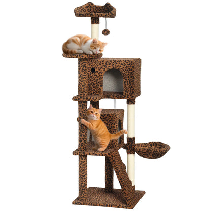 63 Inch Cat Tree with Sisal Posts, Condos, Plush Perches, Hammock, Ladder Cat Towers at Gallery Canada