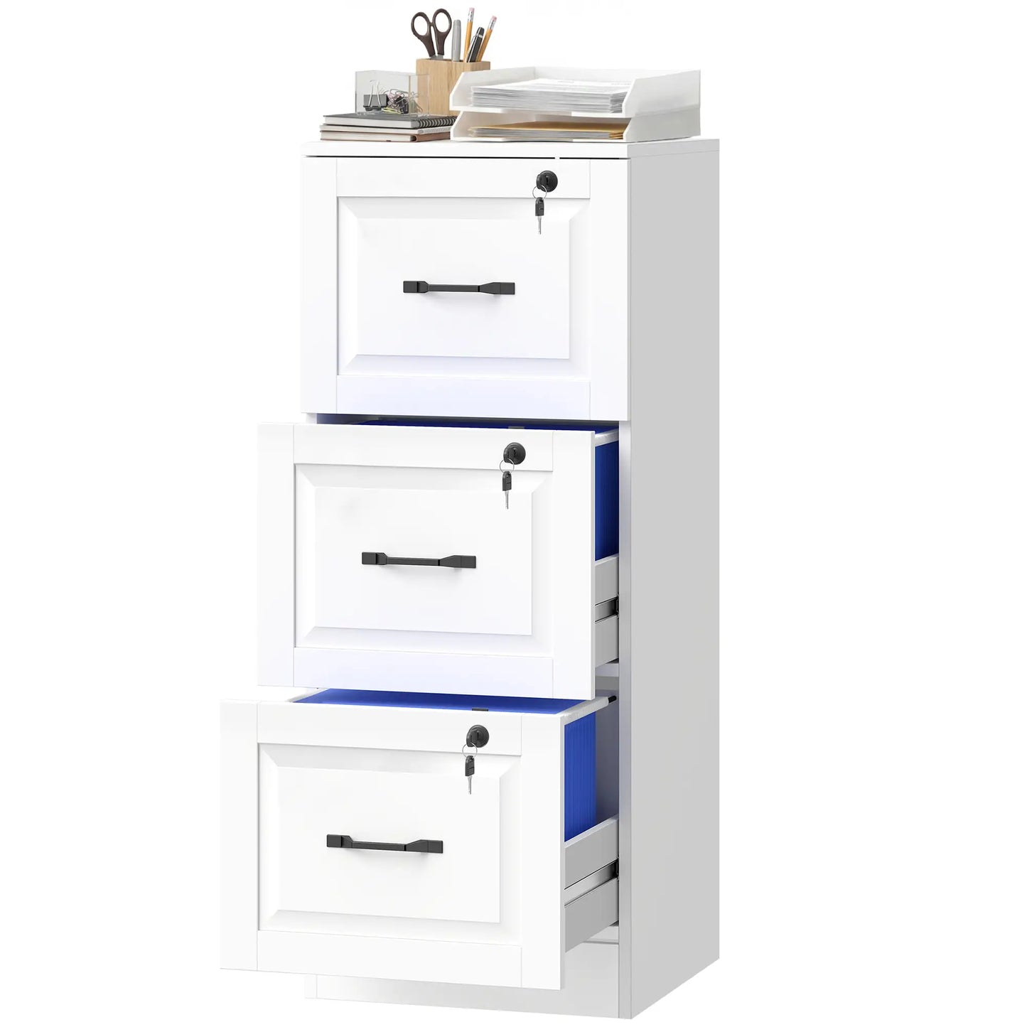 3 Drawer File Cabinet With Lock, Vertical Filing Cabinet, White Office Cabinets & Cupboards White at Gallery Canada