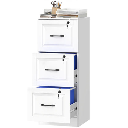 3 Drawer File Cabinet With Lock, Vertical Filing Cabinet, White Office Cabinets & Cupboards White at Gallery Canada