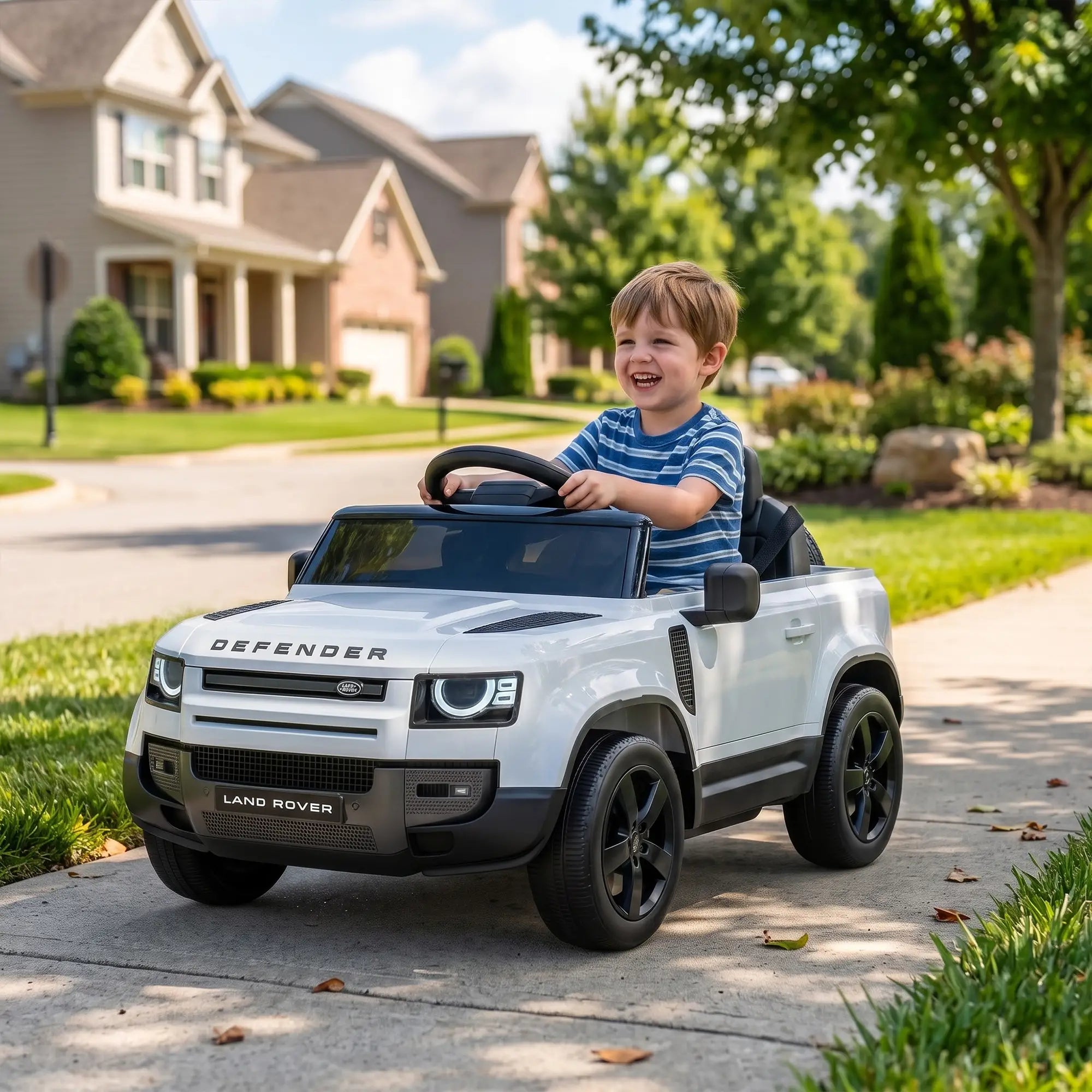 12V Licensed Land Rover Ride-On Car, Remote, White Electric Toy Cars at Gallery Canada