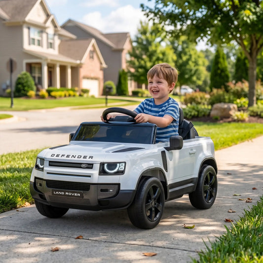 12V Licensed Land Rover Ride-On Car, Remote, White Electric Toy Cars White, Black at Gallery Canada
