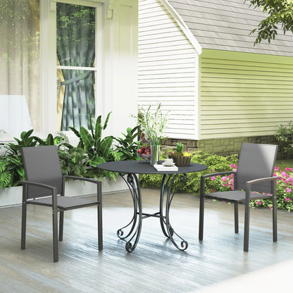 Stackable Outdoor Garden Chairs, Set of 2, Dark Grey Patio Chairs at Gallery Canada