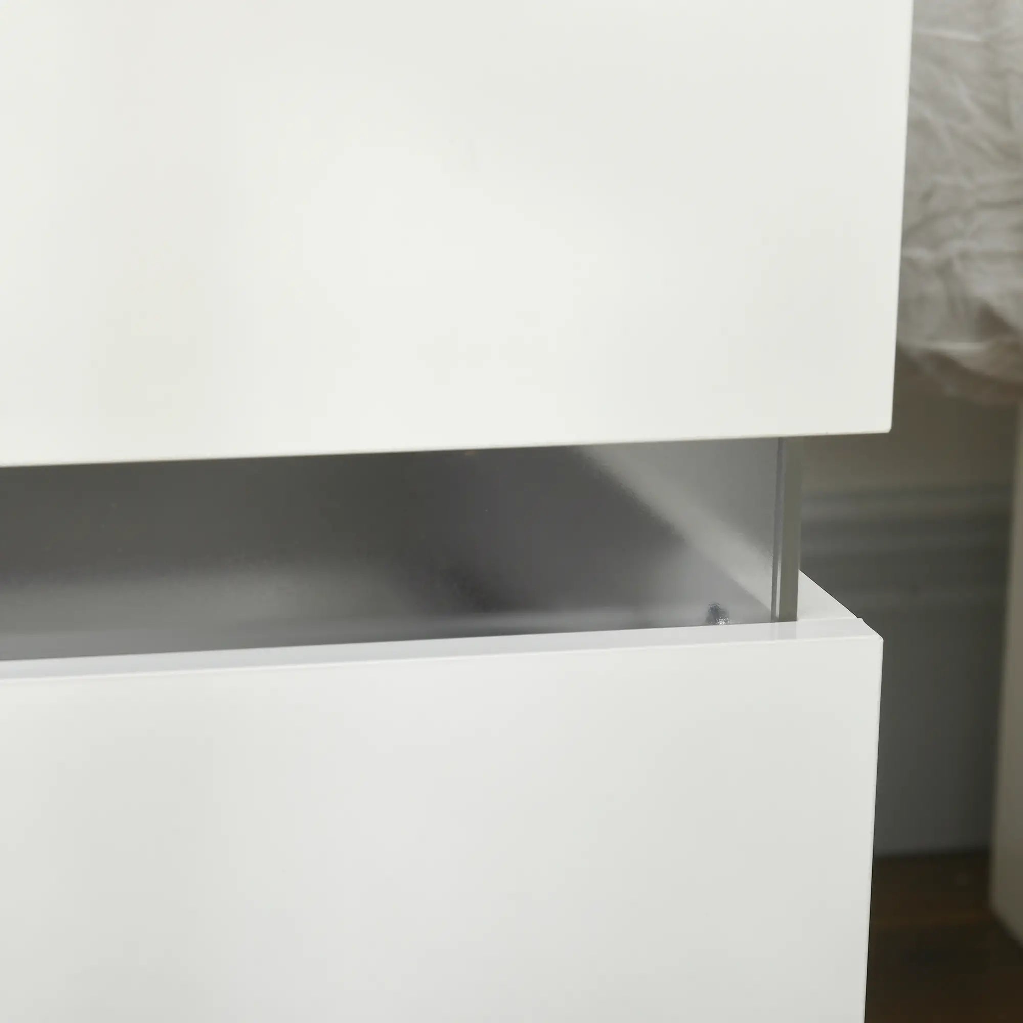 Modern Nightstand, 2 Drawers, USB RGB LED Lights, Remote, White Bedside Tables at Gallery Canada