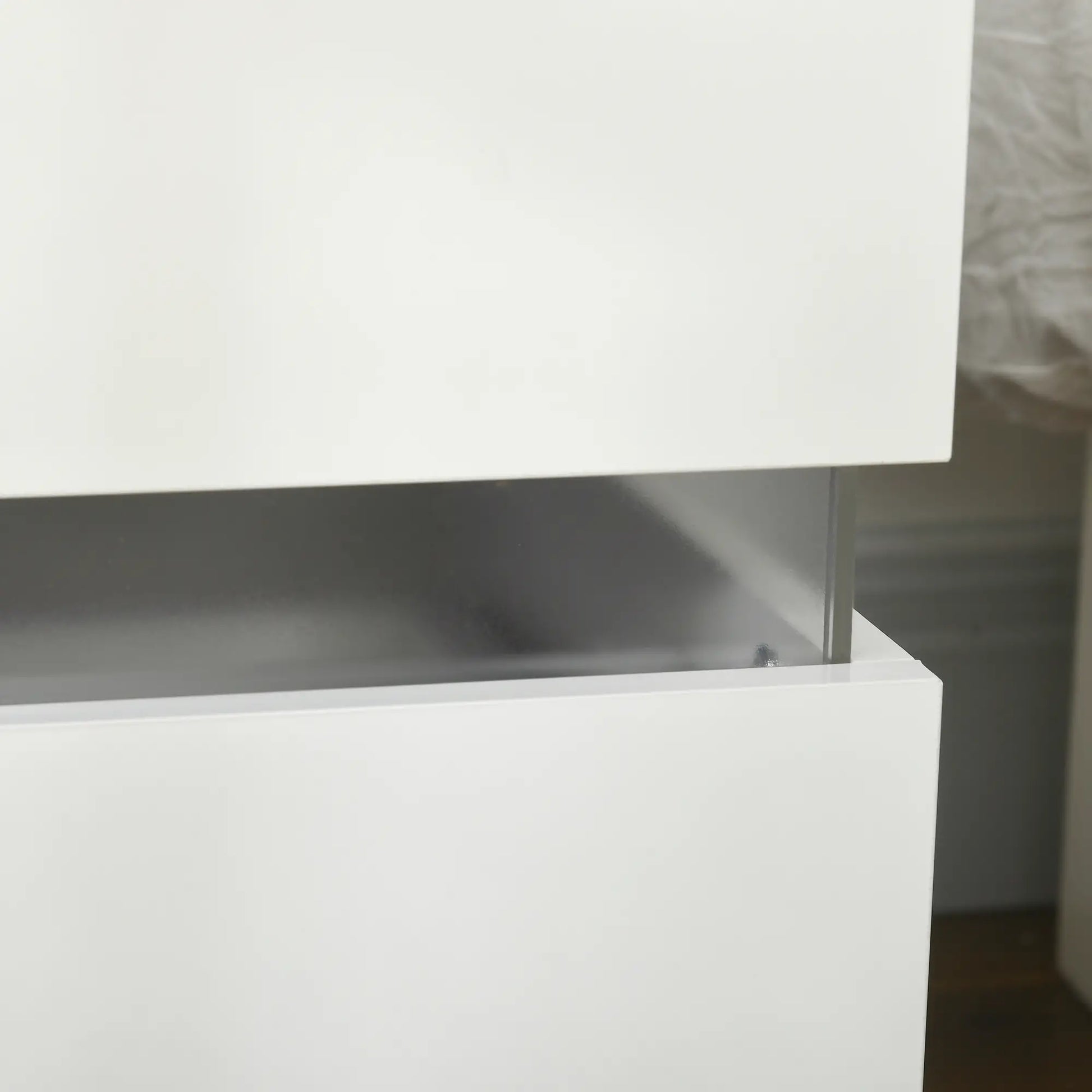 Modern Nightstand, 2 Drawers, USB RGB LED Lights, Remote, White Bedside Tables at Gallery Canada