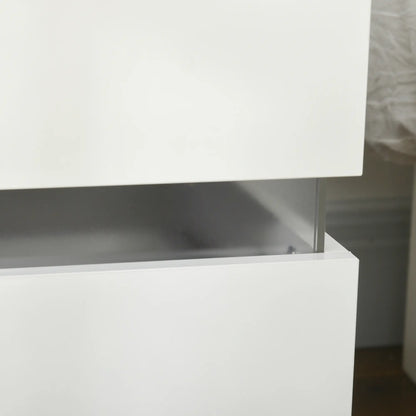 Modern Nightstand, 2 Drawers, USB RGB LED Lights, Remote, White Bedside Tables at Gallery Canada