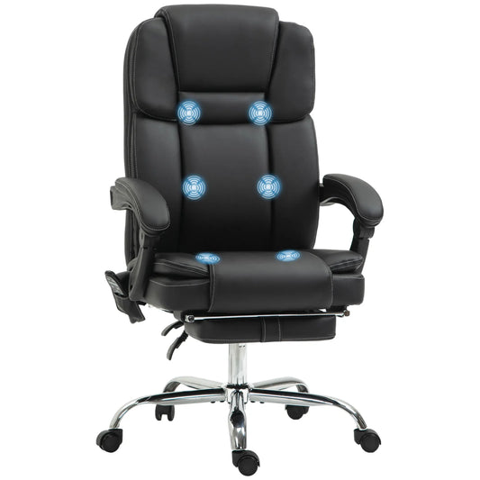 Massage Office Chair, Reclining Executive Chair with Vibration, Footrest, High Back, Black Massage Chairs Black at Gallery Canada