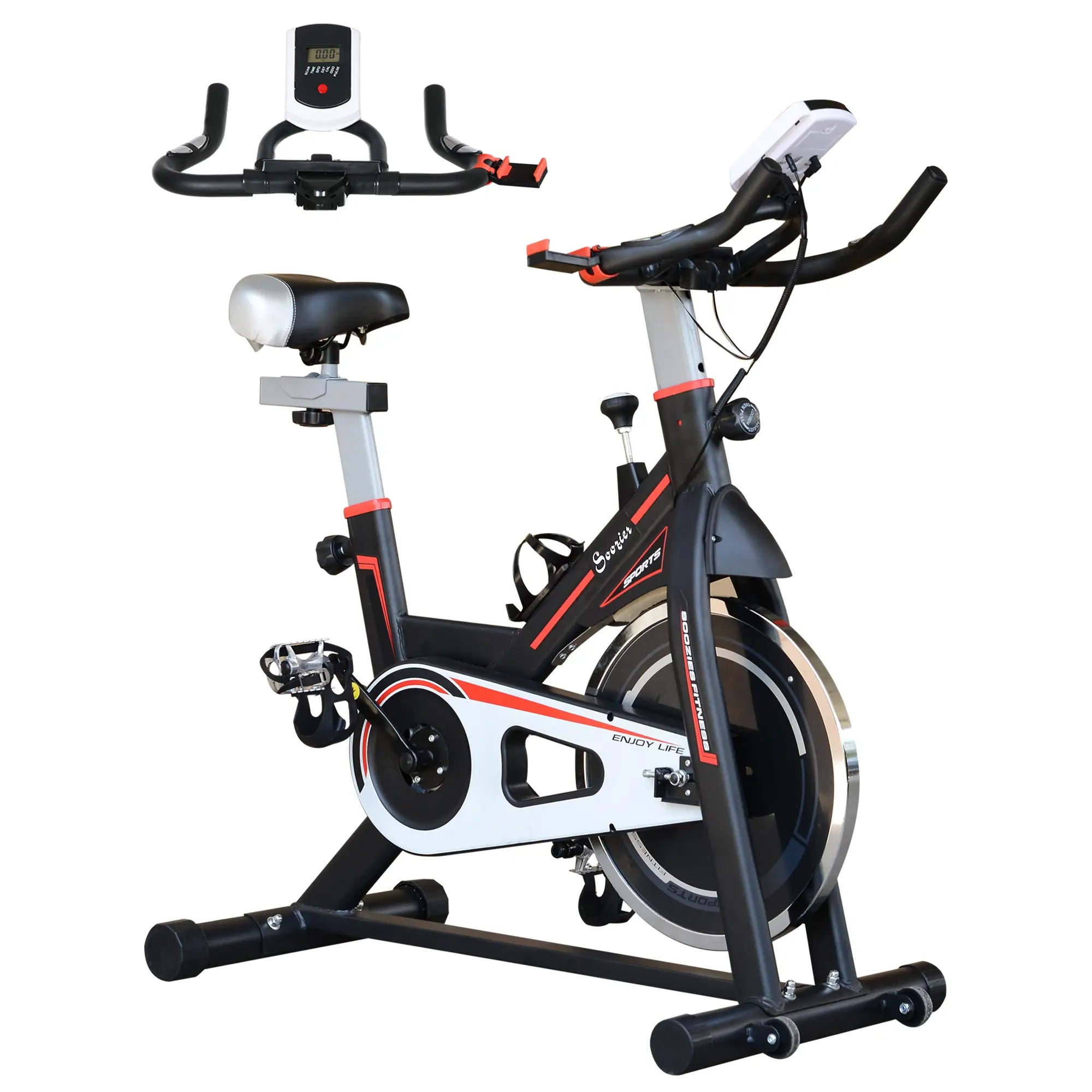 Upright Stationary Exercise Bike, Adjustable Resistance, LCD Monitor, Black Exercise & Stationary Bikes Black at Gallery Canada