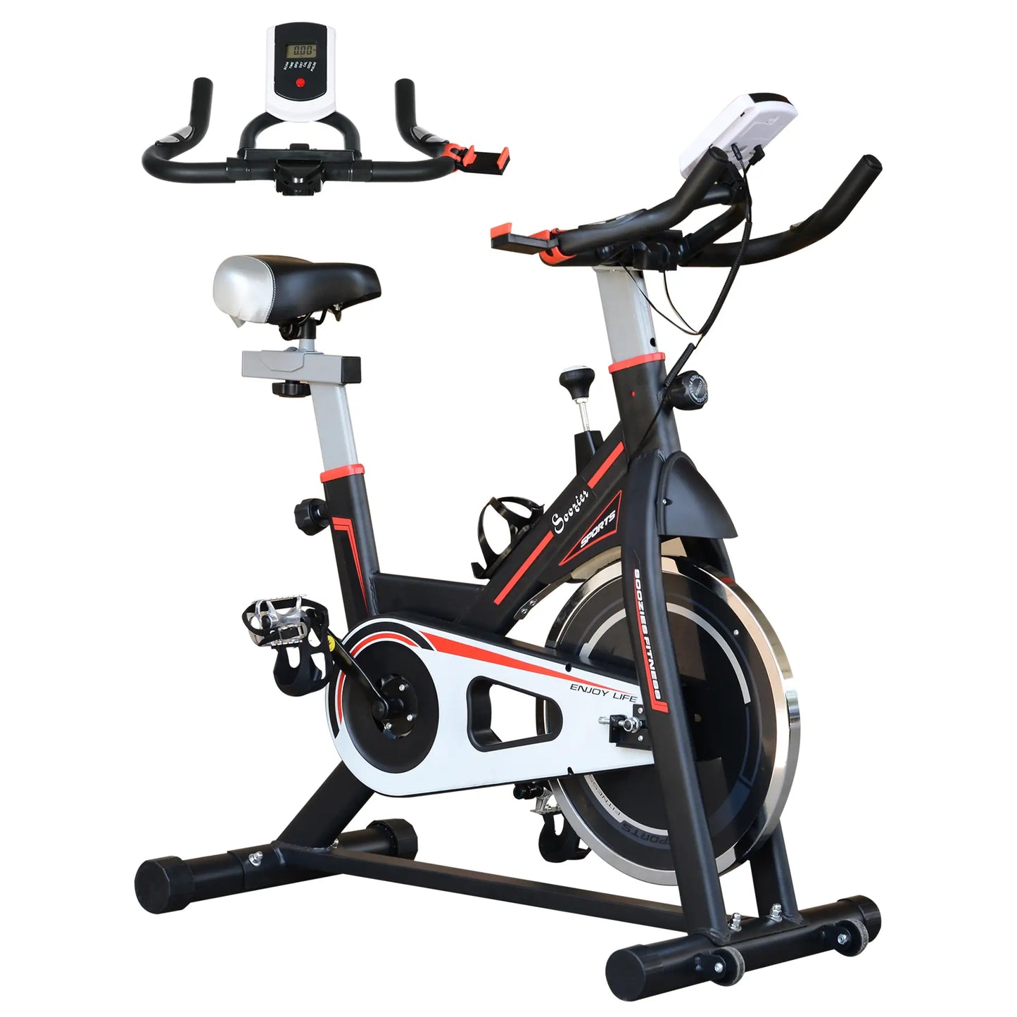 Upright Stationary Exercise Bike, Adjustable Resistance, LCD Monitor, Black Exercise & Stationary Bikes Black at Gallery Canada